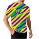 thumbnail image 5 of Ceisia Men's Mardi Gras Diagonal Stripe T-shirt Loose Fit Short Sleeve Round Neck Mask Print Summer Festival Tee Tops Purple XXL Gifts, 5 of 5