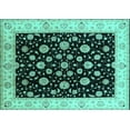 thumbnail image 1 of Ahgly Company Machine Washable Indoor Rectangle Oriental Turquoise Blue Traditional Area Rugs, 2' x 4', 1 of 4