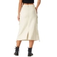 thumbnail image 3 of Falda Midi INSPIRE CHIC para mujer con bolsillo de solapa, abertura trasera y cordón, falda cargo XS beige, 3 of 6