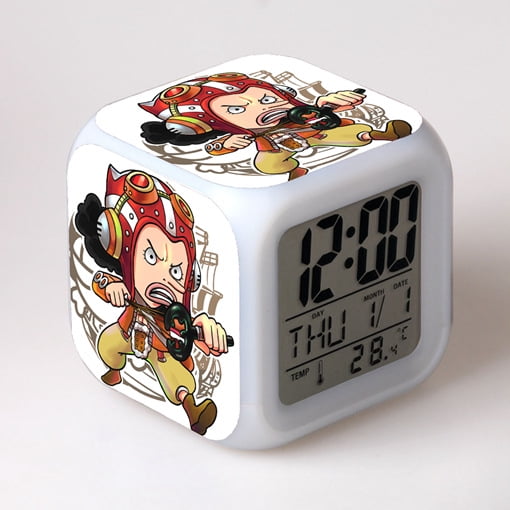 One Piece Colorful Alarm Clock, One Piece Color-Changing Alarm Clock, Creative Square Clock for Student Gifts