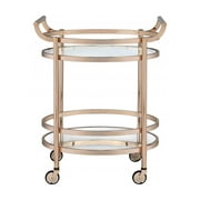 27" X 19" X 34" Clear Glass And Rose Gold Serving Cart