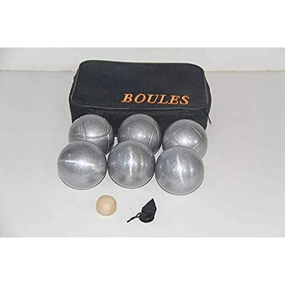 BuyBocceBalls Listing - 6 Ball 73mm Metal Bocce/Petanque Set with 6 Grind Sand Balls