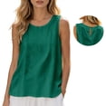 thumbnail image 2 of oqasdz Tank Tops for Women Plus Size Sleeveless Crew Neck Tank Shirts Loose Solid Color Thin Breathable Tunic Layering Shirt Casual Outdoor,Dark Green,XL, 2 of 7