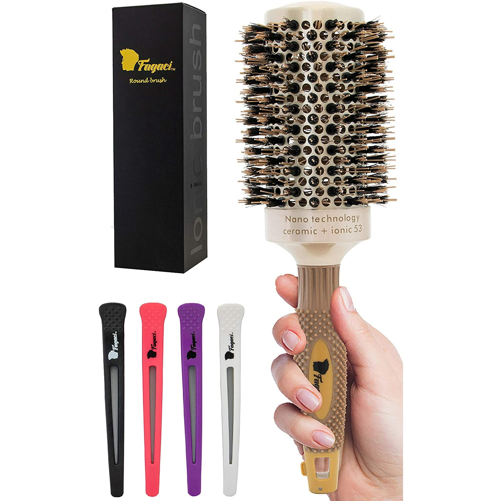 Large Round BrushFor Blow Drying with Natural Boar Bristle, Professional Round  Hair Brush Nano Technology Ceramic+ IonicFor Hair Styling, Drying, Healthy  Hair and Add Volume + 4 Styling Clips | Walmart Canada