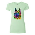 thumbnail image 2 of Colorful Happy German Shepherd Dog Animal Lover Womens Slim Fit Junior Tee, Mint, Large, 2 of 3