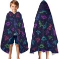 thumbnail image 3 of Colorful Dinosaurs Stars Pattern Hooded Bath Towel Wrap for Teens Ages 3 To 12, Soft Lightweight Quick Dry Microfiber Bath Beach Pool, 60"x35", 3 of 6
