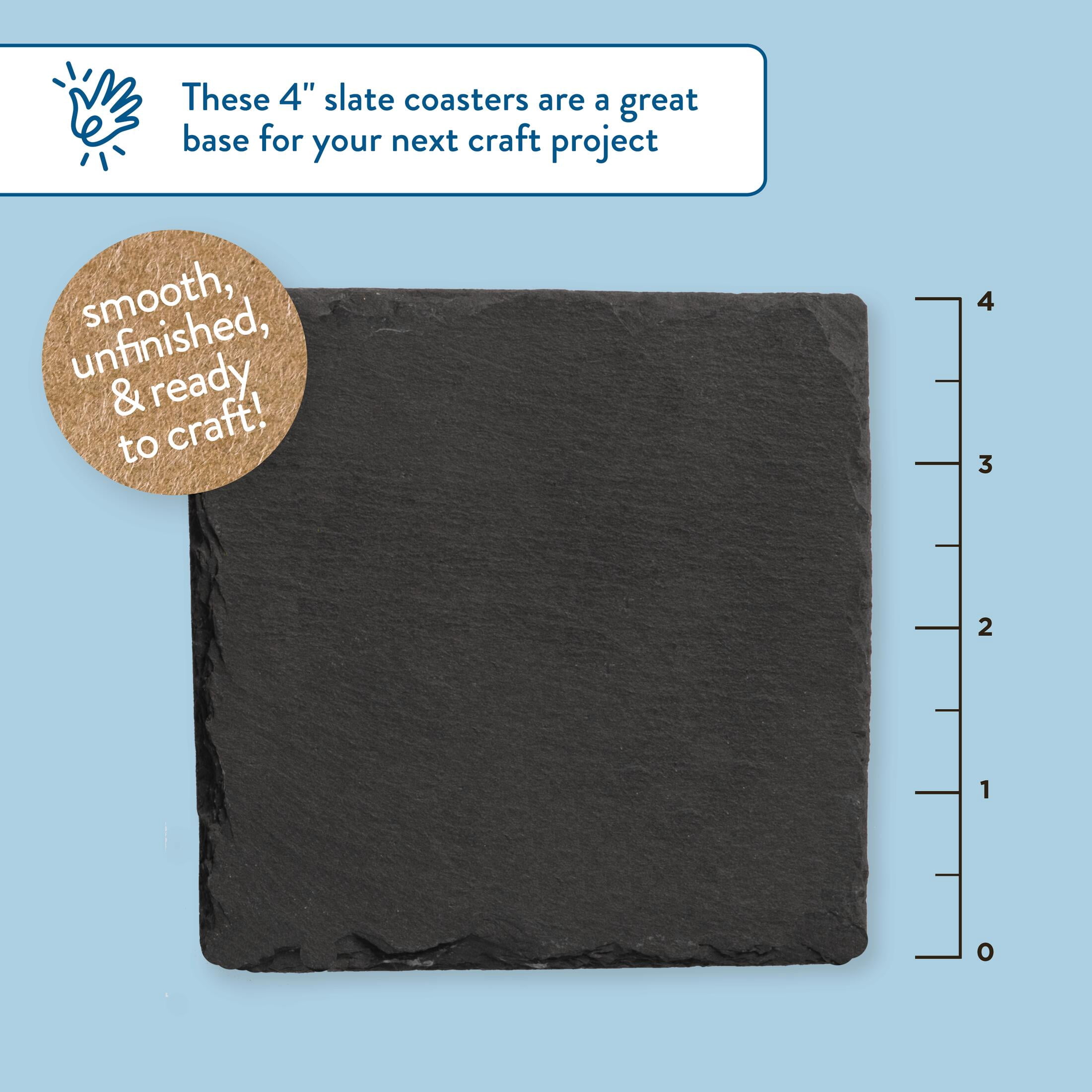 Hello Hobby Square Slate Coaster Set, 2 Pieces, 4 in x 4 in