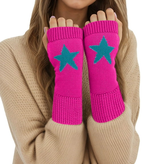 ANINEO Winter Knit Fingerless Gloves Women Unisex Warm Touchscreen Mittens Daily Commute Outdoor Activities Solid Color Stylish Daliywear