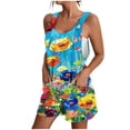 thumbnail image 2 of Tejiojio Women's Summer Suspender Printing Pocket Jumpsuit Shorts Clearance in Women's Plus Shorts & Capris, 2 of 5