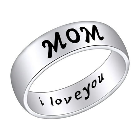 AFFY Mother s Day Jewelry Gifts I love you MOM Promise Band Ring In 14k Rose Gold Over Sterling Silver Ring Size-7