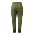 thumbnail image 3 of Gibobby pantalones de yoga Pantalón de color sólido para mujer Pantalones casuales Pantalones de cintura alta para mujer Pantalones delgados de nueve puntos de color sólido (Verdinegro, M), 3 of 5