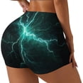 thumbnail image 1 of Balery Green Lightning Flash Pantalones cortos de entrenamiento estampados para mujer, sin costuras, ajustados, para gimnasio, yoga, correr, deportes, ejercicio activo, fitness.-XX-Large, 1 of 8