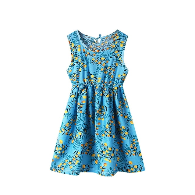 Robe d'Été Sans Manches à Col Rond pour Filles Tout-Petits, Décontractée, Plage, Imprimés Floraux, Fête