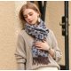 thumbnail image 4 of Bufanda mujer pompón imitación cachemira estampado leopardo bufanda cálida chal azul camel, 4 of 5