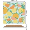 thumbnail image 3 of GZHJMY Square Drink Coasters, 1 Pcs Summer Tropical Citrus Leaves Absorbent Ceramic Coffee Coasters for Drinks with Cork Base Housewarming Gift for Home Decor, 3 of 6