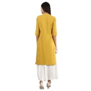 Round Neck Solid Kurta - Ceylon Yellow-Medium