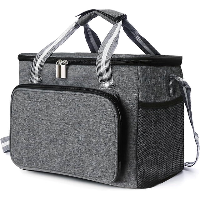 15L Lunch Cooler Bag, Soft Insulated Cooler Bag for Women Men Children, Lunch Bag for Office, School, Picnic, Gray