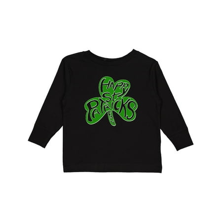 

Inktastic Happy St. Patrick s Day- Green Shamrock Cutout Gift Toddler Boy or Toddler Girl Long Sleeve T-Shirt