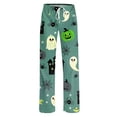 thumbnail image 6 of IYYVV Women Halloween Pajamas Pants Cute Pumpkin Skull Ghost Funny Print PJs Bottoms Causal Soft Long Lounge Pants Sleepwear 2026 Green L, 6 of 7