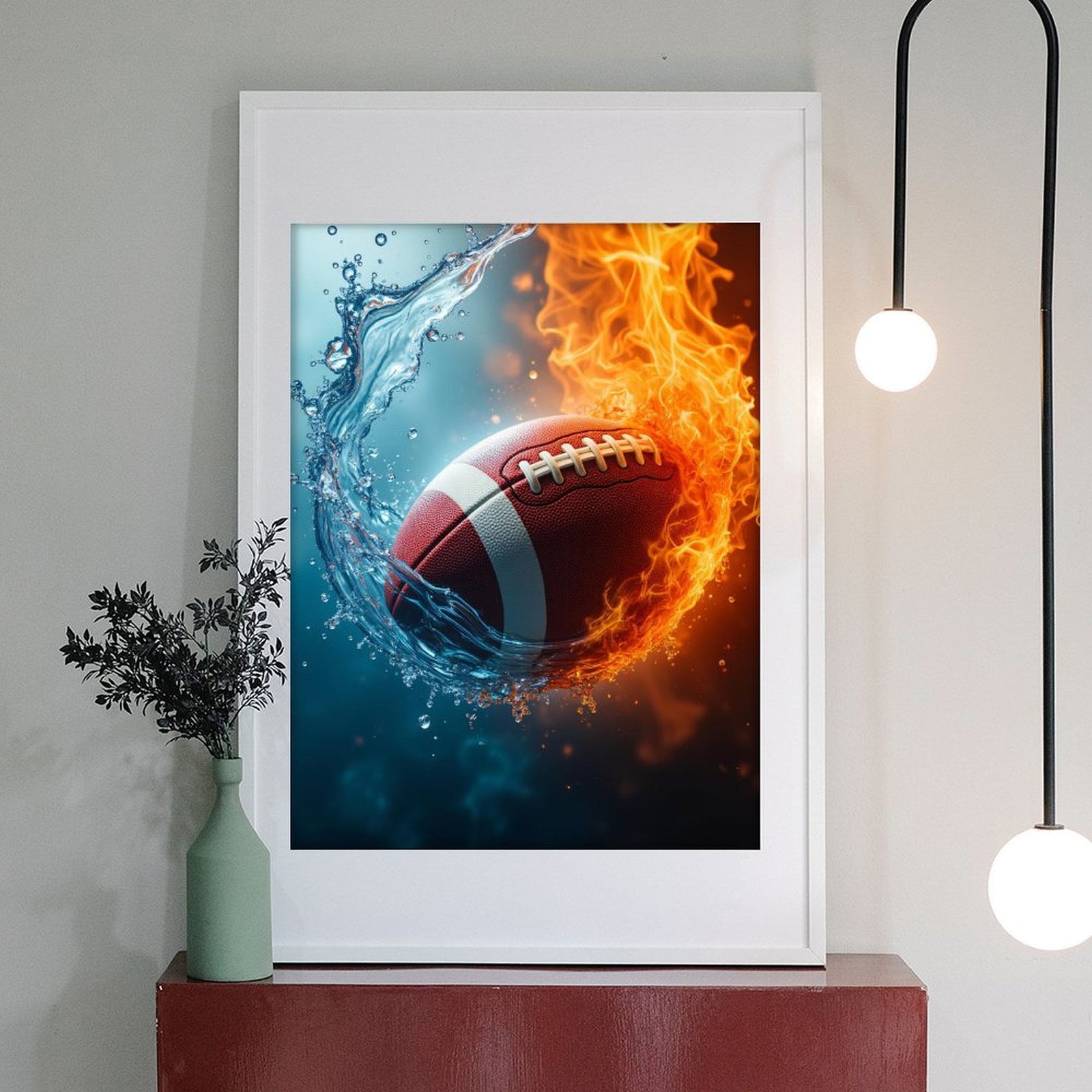 Diamond Art Kits for Adults - 5d Flaming Water Football Fusion Diamond Painting for Adults, Diamond Art for Adults Beginners, Diamond Painting Kits for Adults for Home Wall Decor