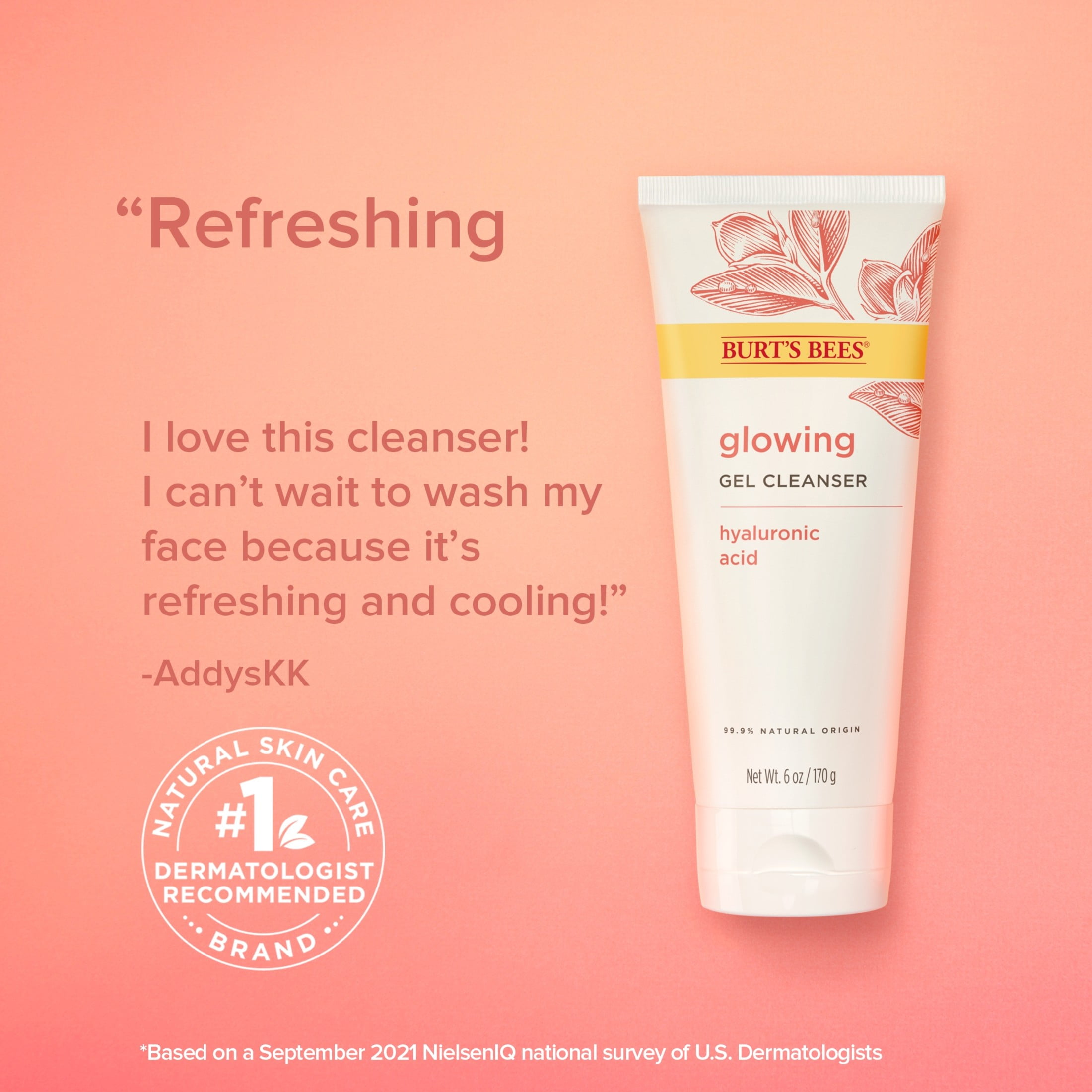 Burt's Bees Glowing Cleanser with Hyaluronic Acid, 6 fl oz