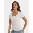 thumbnail image 5 of Women Casual Long Sleeve Slim Scoop Neck Fit T Shirts Basic Tee Tops Crew, 5 of 5