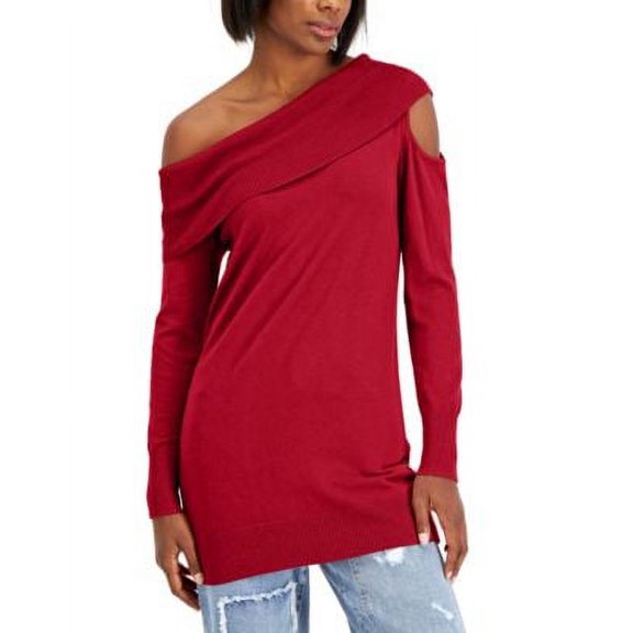$80 Inc International Concepts Off-The-Shoulder Cutout Tunic Sweater Red Medium