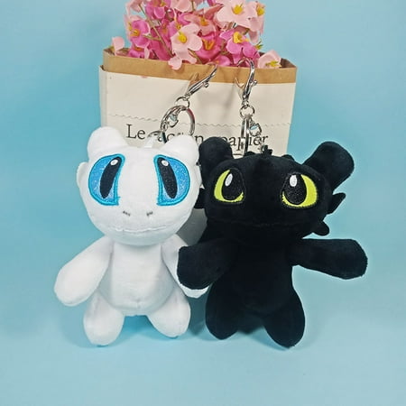 

1 PCS 7 Plush Schoolbag Pendant How to Train Your Dragon 3 Toothless Light & Night Fury Toys，Black