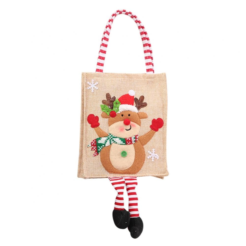 Shopping Gift Tote Bag For Christmas Portable Santa Claus Elf Home Decor Cloth