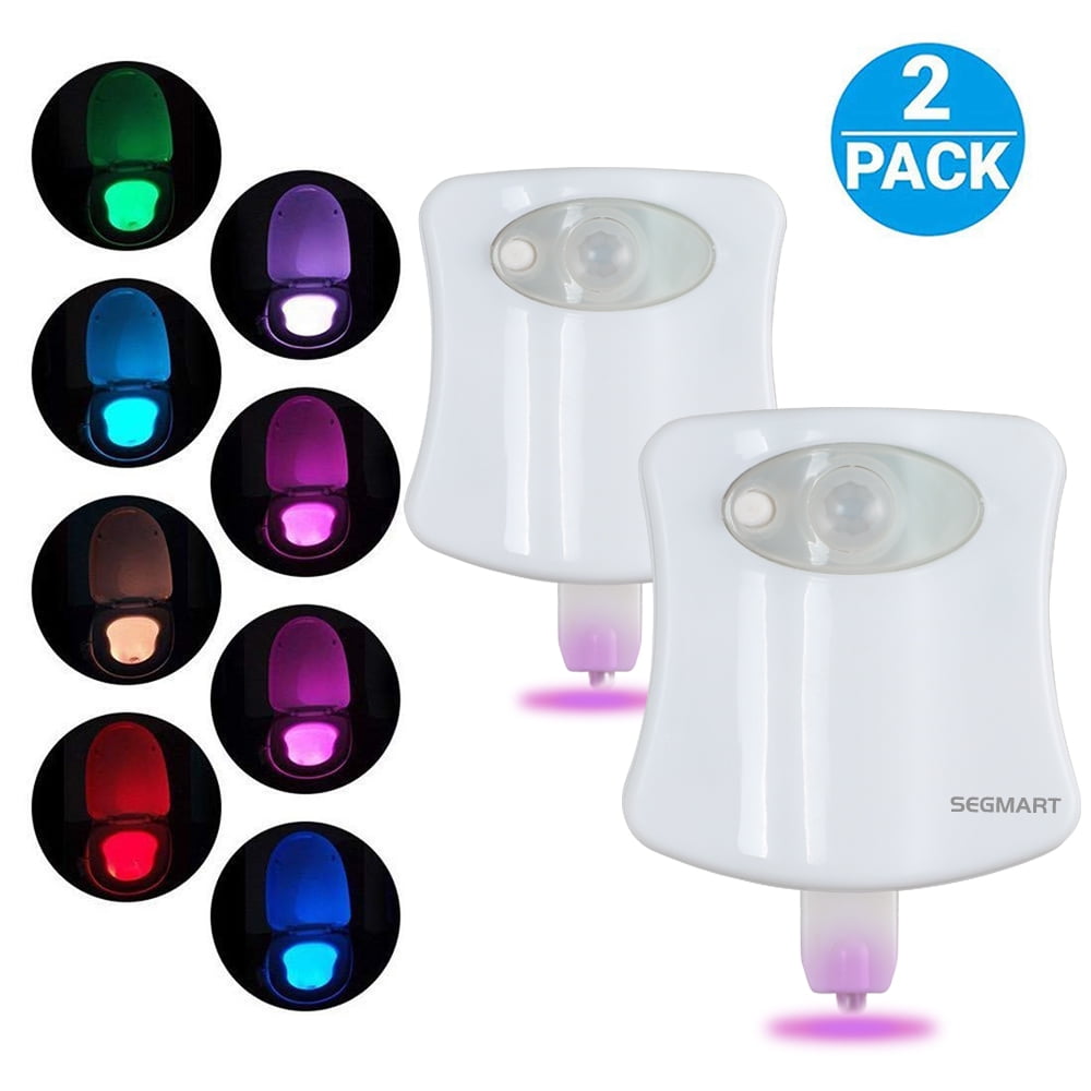 5 Pieces Toilet Night Light 8 Color Changing Bathroom Motion Activated LED Light 