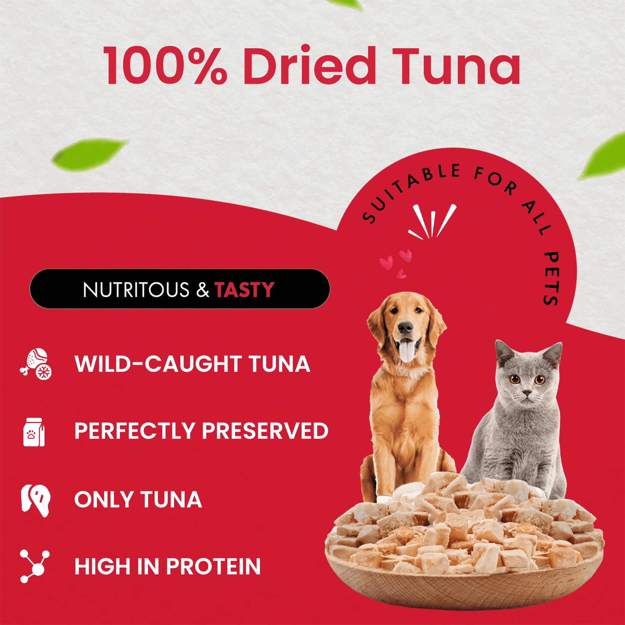 Chef Kitty Tuna Freeze Dried Treats for Cats and Dogs, 7.4 oz Bottle