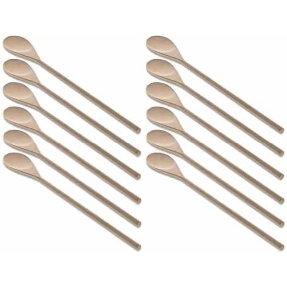 TrueCraftware- Set of 12 Classic 12" Wooden Cooking Spoon Utensils Birchwood- Wood Spoon Nonstick Kitchen Utensil Wooden Utensils for Mixing Stirring Cooking