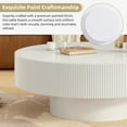 thumbnail image 5 of Euroco Coffee Table with 6.8" Thick Tabletop, Modern Drum End Table, Minimalist Fluted Center Table with Sturdy Base for Living Room,31.5"*31.5"*13.7", 5 of 9