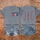 thumbnail image 2 of Camisetas de Manga Corta para las Mujeres Carta Impresa Doble Cara Suelta Tee, Casual Vintage Verano Top Mujeres, 2 of 3