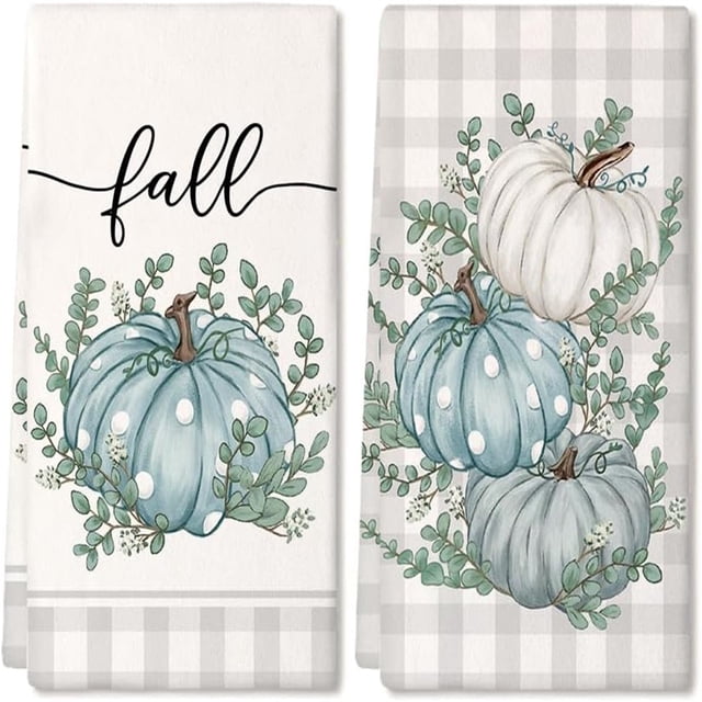 2 paños de cocina de otoño, paños de cocina de otoño, paños de microfibra para sacos de harina, paños de cocina de otoño, paños de mano de temporada, decoración de Acción de Gracias