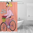 thumbnail image 2 of Honeii Flamingo Riding a Bicycle Print Shower Curtain 72x72in,Bathroom Curtain,Waterproof Fabric Shower Curtain Set with Hooks, 2 of 5