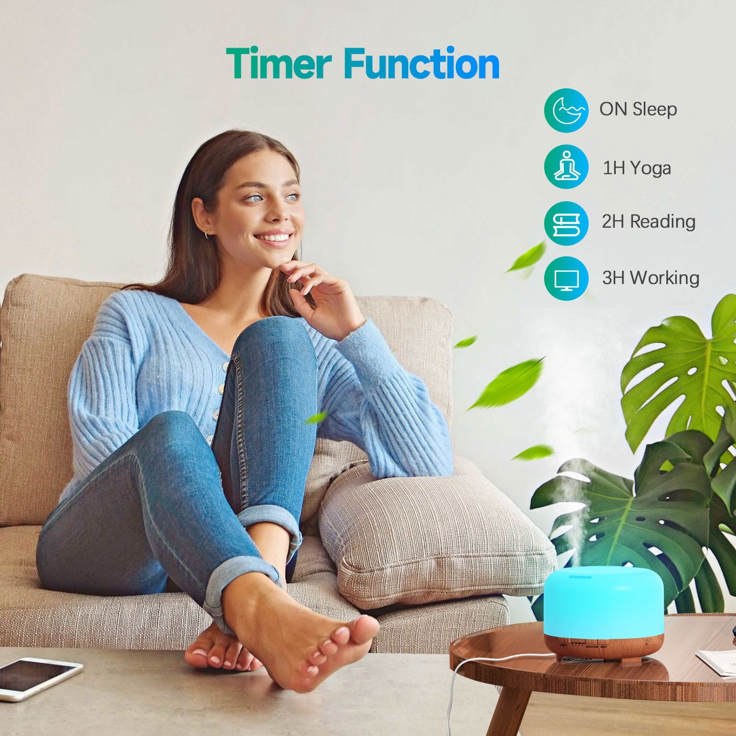 Fimilo 500ml Upgraded Water Scent Diffuser, Oil Diffuser with Remote Control, Aromatherapy Fragrant Oil Air Humidifier for Large Room/Home/Office/Car/Mother Gift