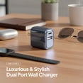 thumbnail image 2 of Powertek 20W USB-C PD + 18W USB-A Dual Port Wall Charger, Metallic Shine Pastel, Black, 2 of 6