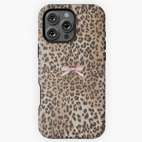 Cheetah Print with Pink Bow design Phone Case for iPhone 16 15 14 13 12 11 Pro Max M5909261