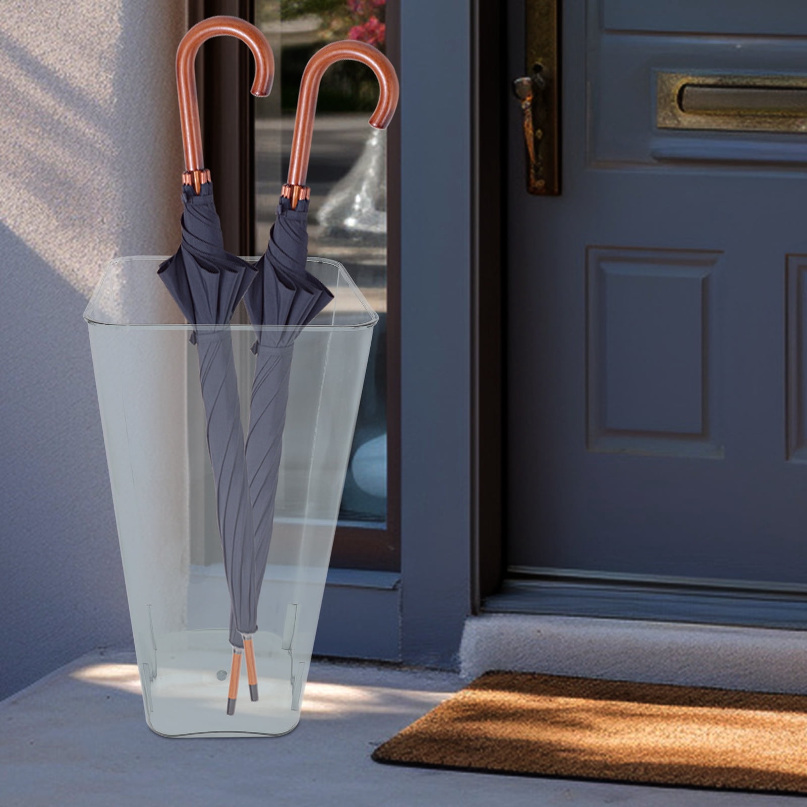 Transparent Umbrella Stand Rack Leak Proof Round Umbrella Holder Portable Umbrella Organizer For Entryway Indoor And Outdoor Use Plastic Bucket For Umbrellas