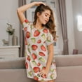 thumbnail image 6 of Salouo Strawberries Print Short Sleeve Sleepshirt for Womens Comfy Nightgown Scoopneck Cute Nightdress Ruffle -Medium, 6 of 7