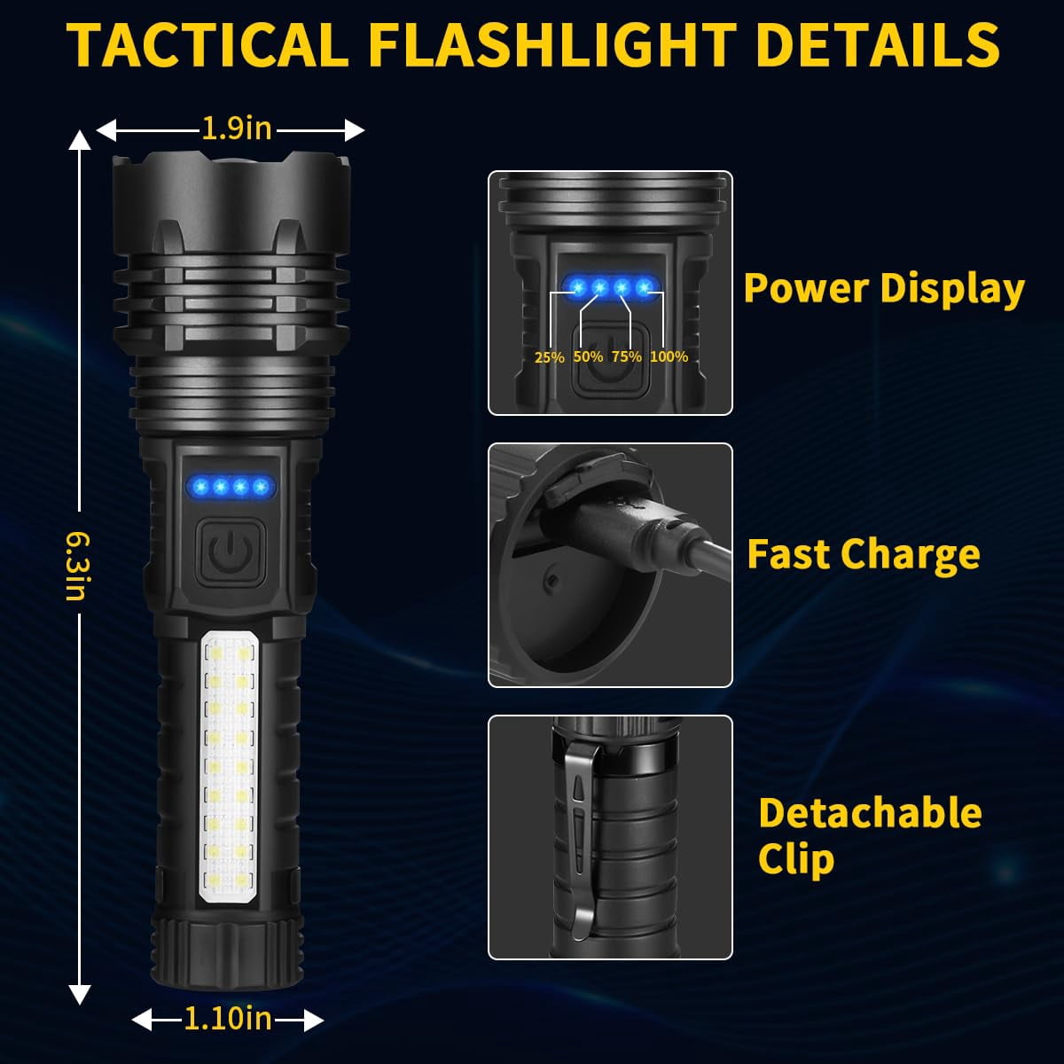4pack Rechargeable High Lumens LED Flashlight for Home Emergency Camping Outdoor Use