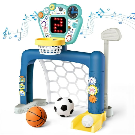 Beefunni 3 in 1 Sports Center for Toddlers, Basketball Hoop Toy for Boys Girls