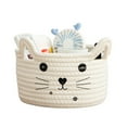 thumbnail image 1 of Storage Basket Hand Woven Multi-purpose Large Capacity Comfortable Handle Space-saving Decorative Cotton Rope Cat Ears Desktop Key Sundries Organizer Box Household Supplies, 1 of 8