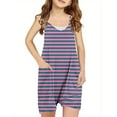 thumbnail image 1 of Odeerbi 5-14 Años Niñas Traje de Verano Lindo Rayado Camisola Romper Casual Transpirable Cómodo Combinados Pantalones Cortos Con Bolsillos, 1 of 6