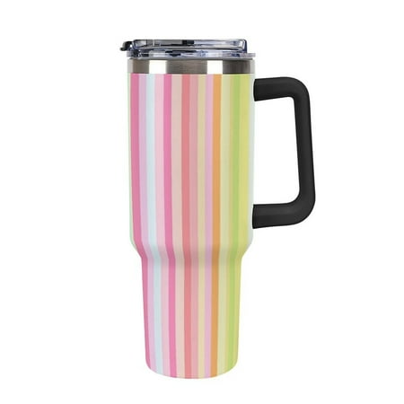 

DNAGSB Instagram-Inspired Rainbow Stripes-302 Tumbler 40 OZ Stainless Steel Vacuum Insulated Water Bottle with Lid & Straw Simple Modern Tumbler for Cup Holder Water Iced Tea Coffee