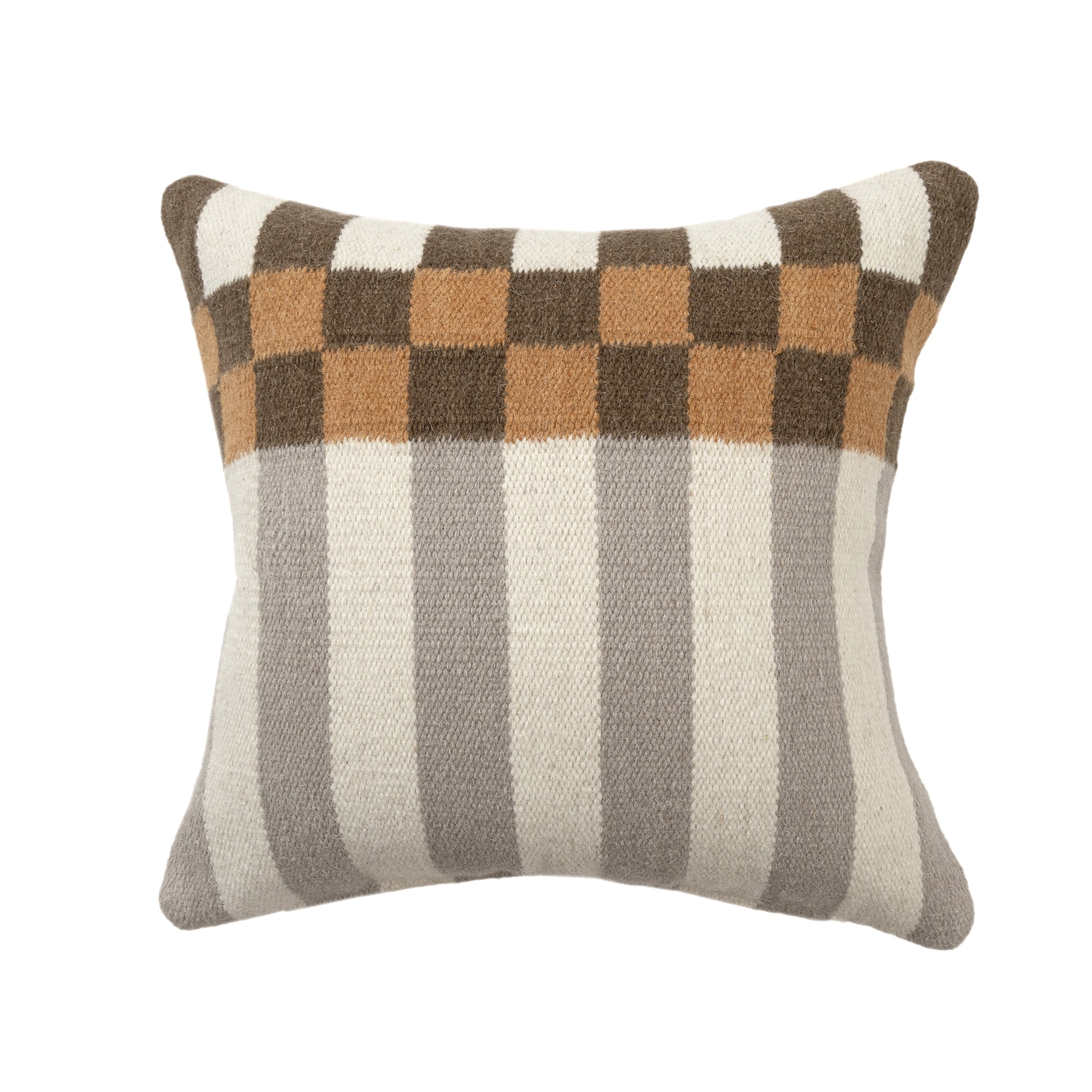 Harlow Hill Cairo 24" x 24" Brown/Gray Geometric Wool Blend Adult Decorative Throw Pillow Cover