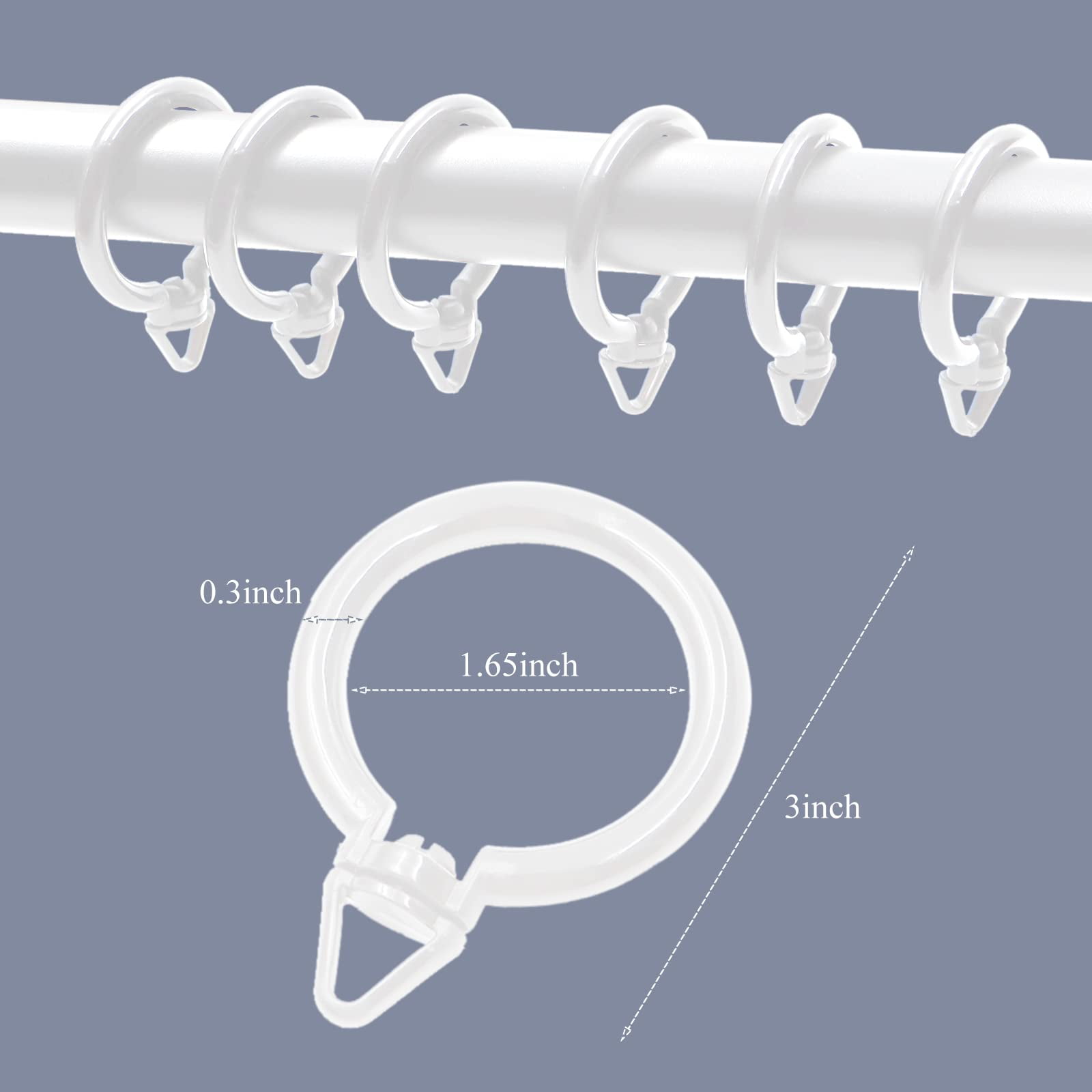 SPOKKI Tension Curtain Rod, 51-168 Inches Adjustable Closet Tension Rod Rust-free No Drilling Shower Curtain Rod, Anti-slip Spring Steel Rod for Bathroom White