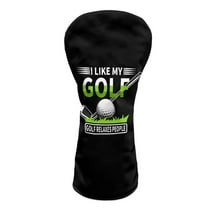 Yuyamidu Golf Ball Print Golf Club Head Covers Black Golf Club Cover Accessories Waterproof PU Leather for Woods and Driver Fairway Hybrids