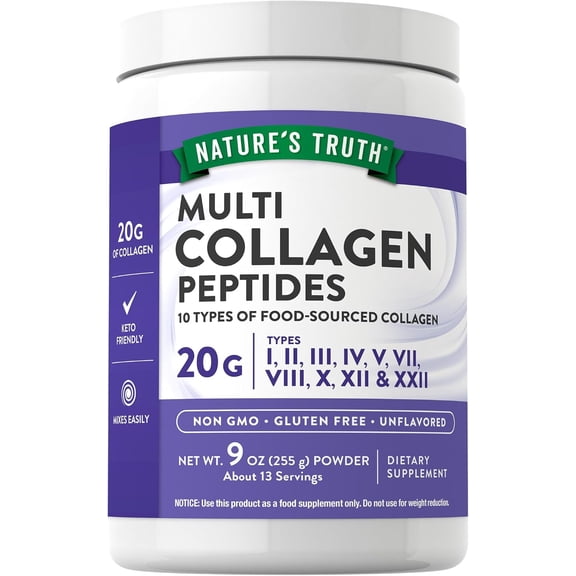 Multi Collagen Powder | 9 oz | Type I, II, III, V, X | Unflavored | Keto Formula | by Nature's Truth